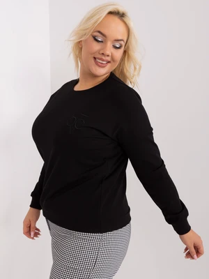 Black women's plus size blouse with long sleeves