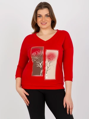 Plus size red blouse for everyday printing