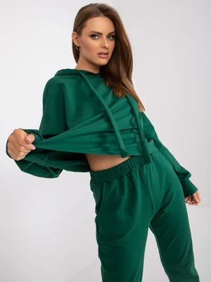 Basic dark green tracksuit with oversize sweatshirt