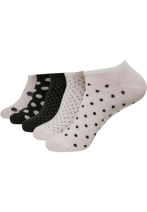 No Show Socks Dots 5-Pack White/Black