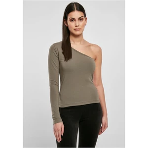 Women's asymmetrical olive with long sleeves