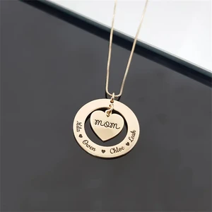 Tangula Personalized Customized Family Name Necklace Engraved Names Stainless Steel Necklace Jewelry Gift for Mother's Day Gift