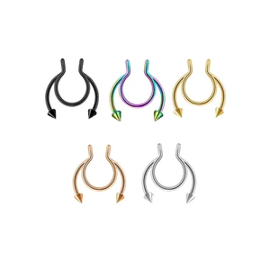 U Shaped Fake Septum Nose Hoop Rings Stainless Steel Faux Lip Ear Non Piercing Clip On Nose Hoop Rings Body Piercing