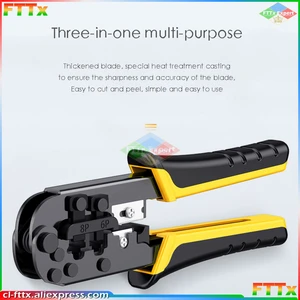 Cable Network Cutting Stripping Crimper, Cat 5 Stripper Crimping Tool Rj11 Rj12 Rj45 8P/6P Connectors Hand Tool