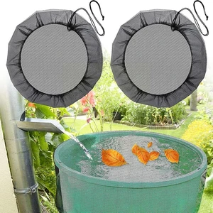 Polyester Black Mesh Cover Rain Barrel Net Cord Rain Protection Lid Tool Barrel Water Anti-Mosquito Barrel Cover E6C4