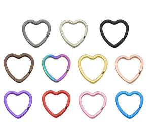 Key Ring Heart Shape Metal Key Split Ring Keychain Crafts Jump Ring Leather Craft for Key Chains Jewelry Making 12 PCS