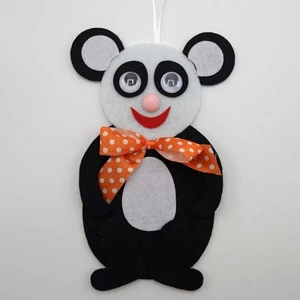 Ozdoba panda dekor mašle plst/plast/mašle bílo-černá 20cm