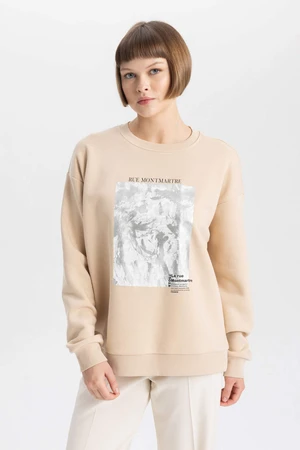 DEFACTO Relax Fit Printed Long Sleeve Sweatshirt