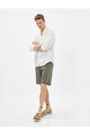 Koton Bermuda Shorts Tie Waist Pocket Detailed Cotton