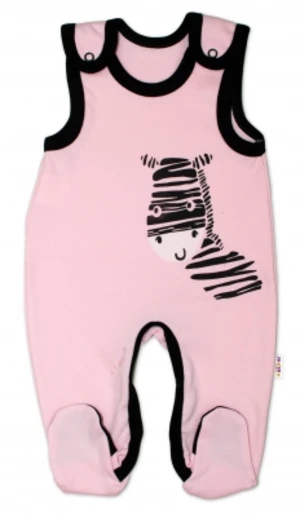 Kojenecké bavlněné dupačky Baby Nellys, Zebra - růžové, vel. 68 (3-6m)