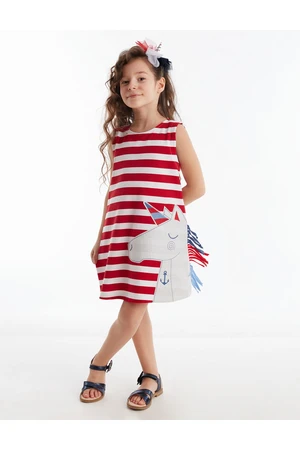 Denokids Red and White Striped Unicorn Dress