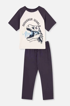 Dagi Anthracite Short Sleeve Dinosaur Printed Pajama Set