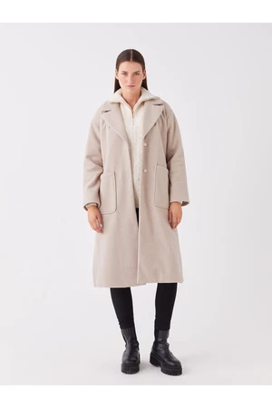 LC Waikiki Women's Jacket Collar Plain Cachet Coat