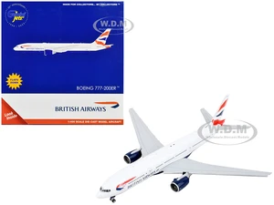 Boeing 777-200ER Commercial Aircraft with Flaps Down "British Airways" White with Tail Stripes 1/400 Diecast Model Airplane by GeminiJets