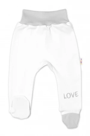 Baby Nellys Kojenecké polodupačky, bílé - Love, vel. 74 (6-9m)