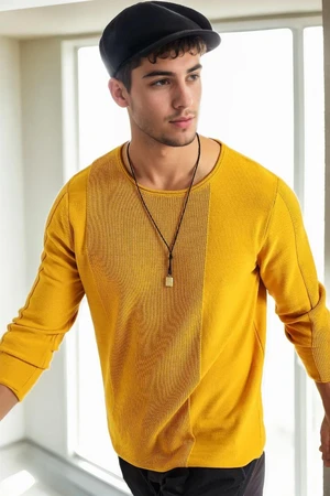 60226 Dewberry Knitwear Menswear Sweater-MUSTARD