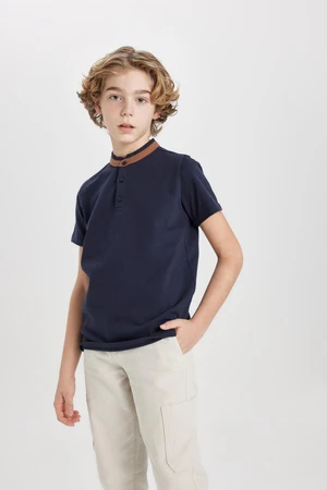 DEFACTO Boys High Neck Short Sleeve Polo T-Shirt