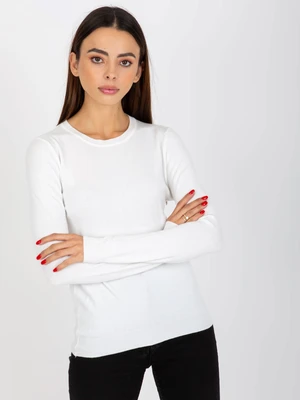 White plain sweater with round neckline