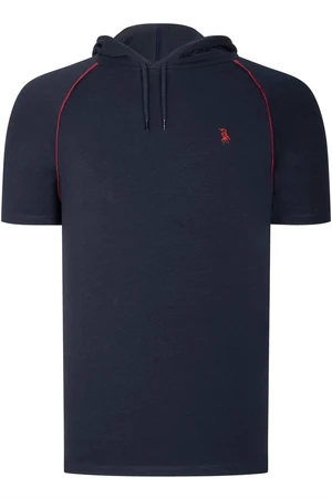 T8570 DEWBERRY HOODED MEN'S T-SHIRT-PLAIN NAVY BLUE