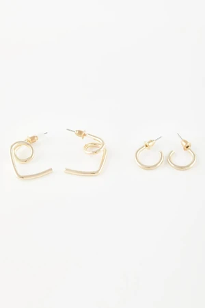 DEFACTO Women's 2-Piece Gold Earrings