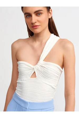 Dilvin 10168 One-Shoulder Knitwear Bustier-ecru