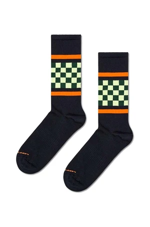 Ponožky Happy Socks Checked Stripe Sneaker Sock černá barva, P001877