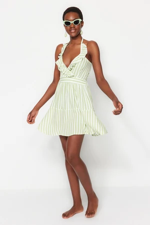 Trendyol Green Mini Weave V-necked Beach Dress