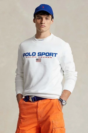 Mikina Polo Ralph Lauren pánská, bílá barva, s potiskem, 710835770