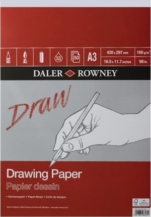 Daler Rowney Drawing Paper A3 160 g Skicář