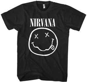 Nirvana T-Shirt White Smiley Black S
