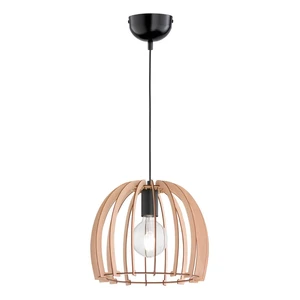 Beżowa lampa wisząca z drewna i metalu Trio Pendant Wood, wys. 150 cm