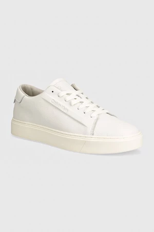 Kožené tenisky Calvin Klein HM0HM01516 biela farba, LOW TOP LACE UP LTH