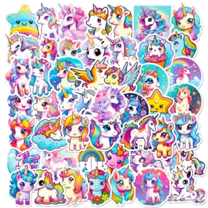 10/50Pcs Cute Cartoon Unicorn Stickers for Laptop Luggage Phone Car Scooter Funny Vinyl Decal for Kids Girl Children Gift