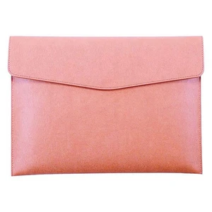 PU Leather A4 File Folder Waterproof Portfolio Envelope Folder Case With Snap Closure Pink