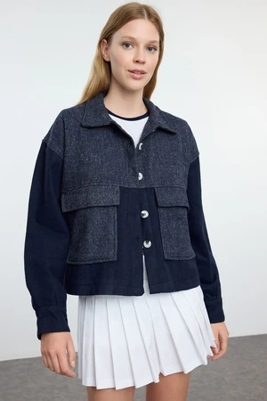 Trendyol Navy Blue Double Pocket Woven Jacket