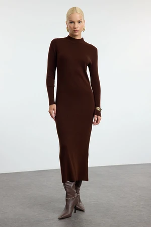 Trendyol Dark Brown Basic Knit Dress