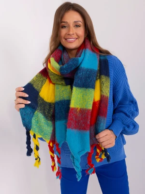 Navy blue and yellow wide women's scarf