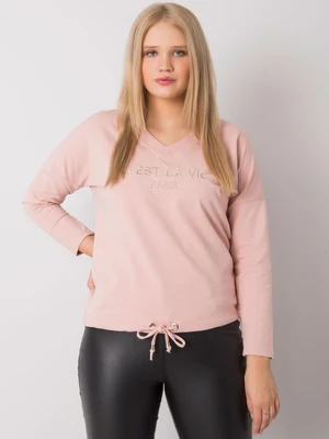 Dusty pink oversized women's blouse with a slogan