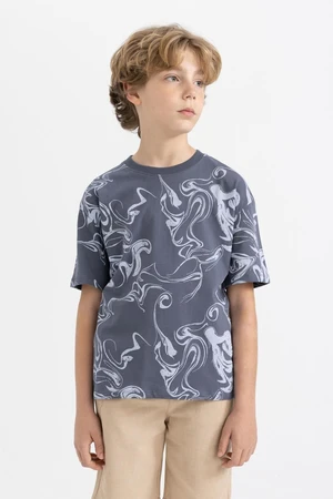 DEFACTO Boy's Oversize Fit Crew Neck Printed Short Sleeve T-Shirt