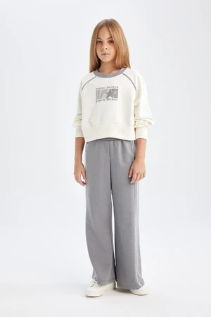 DEFACTO Girl Printed Sweatshirt Tracksuit Bottom 2-Piece Set