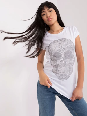 White women's T-shirt with stone application