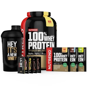 NUTREND 100% Whey Protein banán/jahoda  + 3x vzorek 30g + šejkr ZDARMA 2250 g