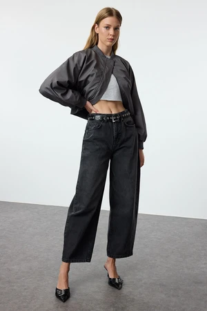 Trendyol Anthracite More Sustainable High Waist Barrel Baggy Jeans