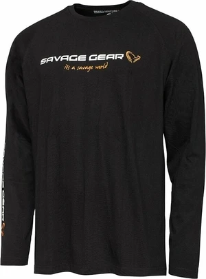 Savage Gear Tricou Signature Logo Long Sleeve T-Shirt Black Caviar 2XL