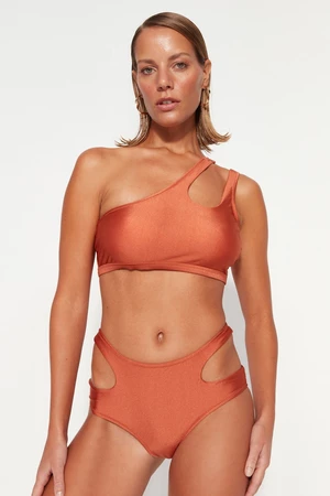 Trendyol Tile Cut Out/Windowed Dół od bikini z wysokim stanem i regularnymi nogawkami