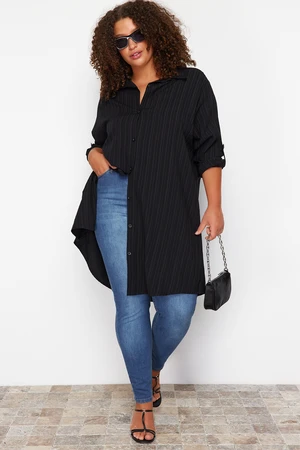 Trendyol Curve Black Plus Size Cotton Woven Shirt