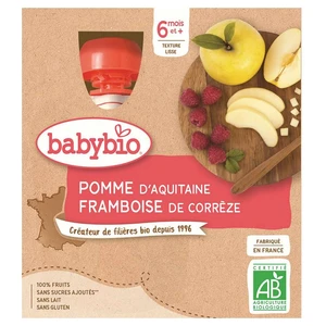 BABYBIO Jablko malina od 6.měsíců 4 x 90 g