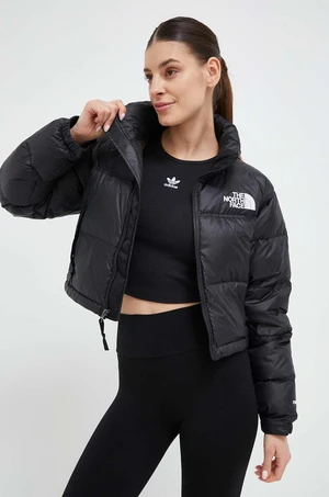 Páperová bunda The North Face NUPTSE SHORT JACKET dámska, čierna farba, zimná, NF0A5GGEKX71