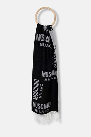 Šál Moschino čierna farba, vzorovaný, M5805 50234