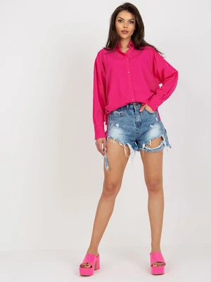 Fuchsia women's oversize shirt with collar